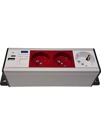 4x45 priz blok - 8 modül ( 1 şebeke + 2 ups  + 1 data + 1 usb sarj a/c ) - 2