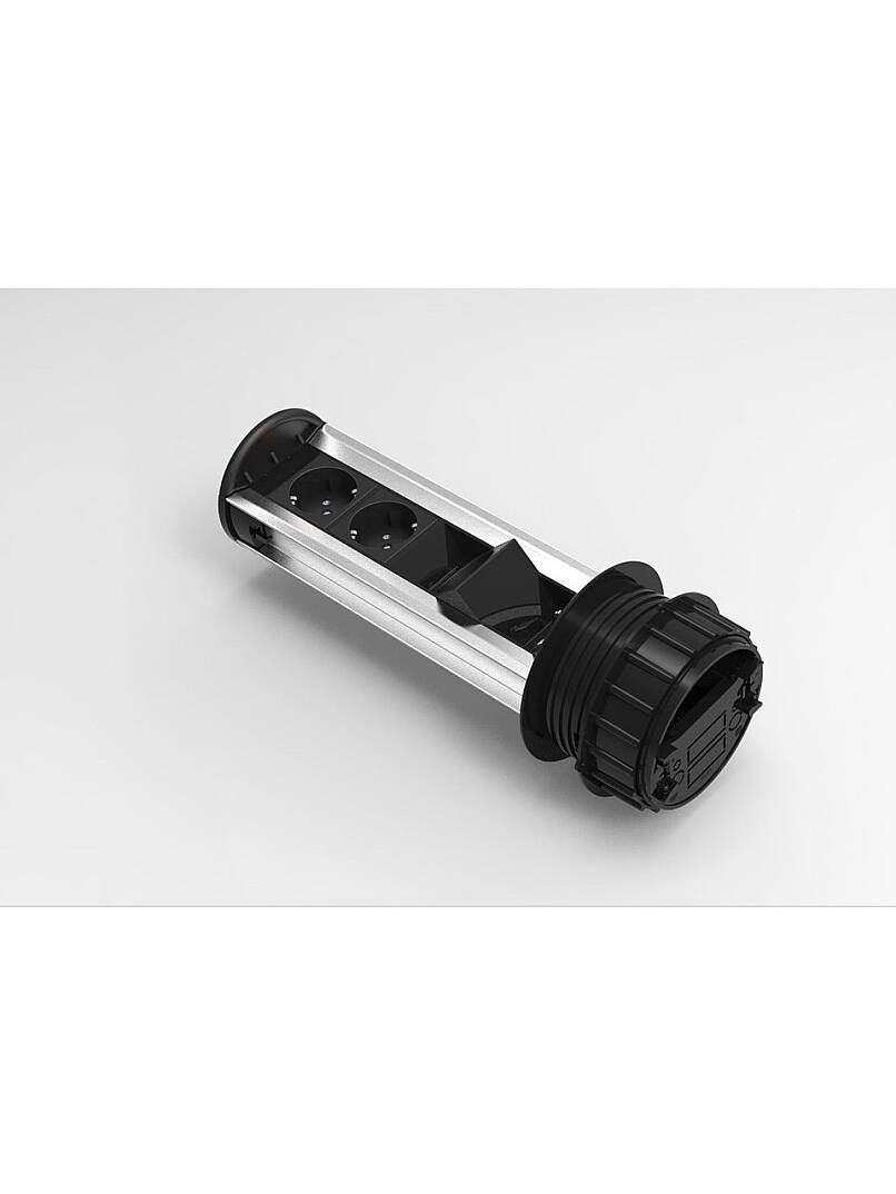 Dolap Masa Üzeri Silindir Priz Kasası Pop Up Basmalı Priz Kanalı ( 3 priz + 1 usb hızlı sarj A/C ) - 5