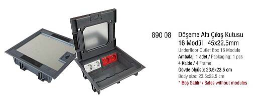 Döşeme Altı Çıkış Kutusu Buat Kasası ( metal buat + priz kutusu ) 16 Modül -  BOŞ -  - 2