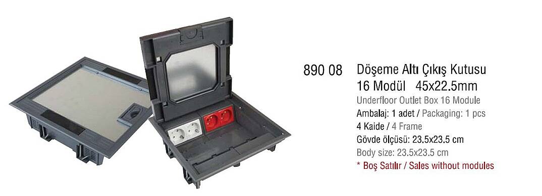 Döşeme Altı Çıkış Kutusu Buat Kasası ( metal buat + priz kutusu ) 16 Modül -  BOŞ -  - 2